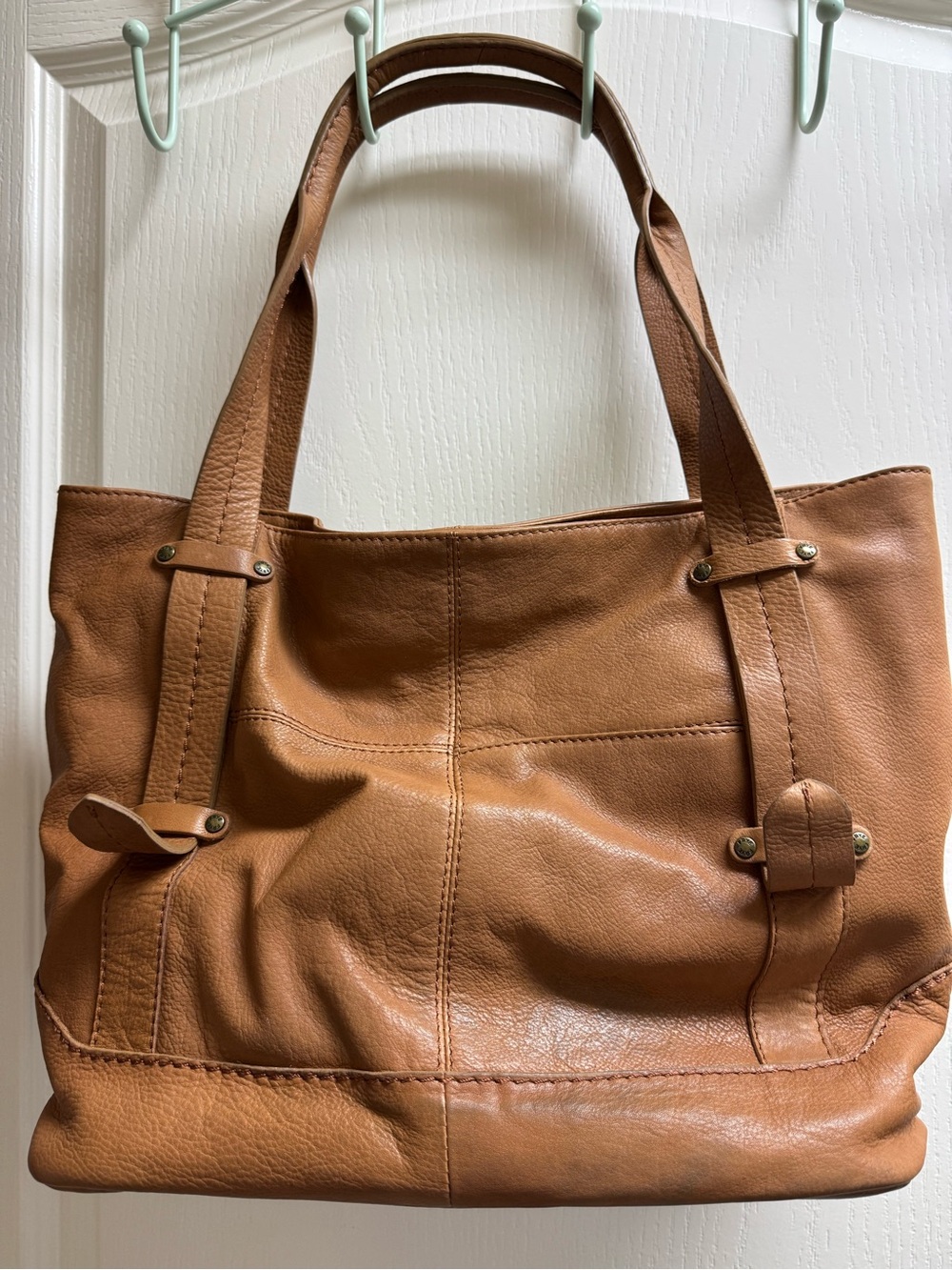 Frye Leather Tote Bag in Cognac Brown